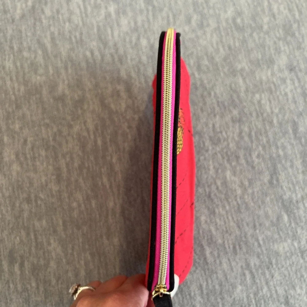 Estee Lauder‎ Makeup Bag Red Pink Lined Purse Accessory Beauty Travel Zip Top